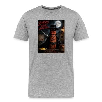 Zorro Horror Würstchen  - Männer Premium Bio T-Shirt - Grau meliert - Vorne - Damien (186cm)