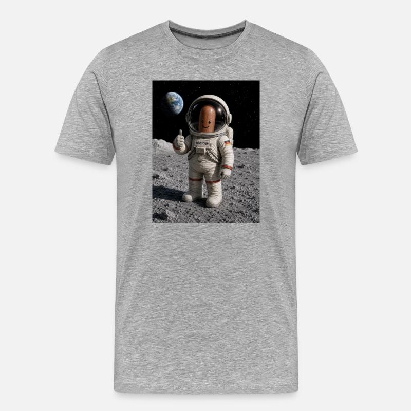 Astronaut Würstchen 1 - Männer Premium Bio T-Shirt - Grau meliert