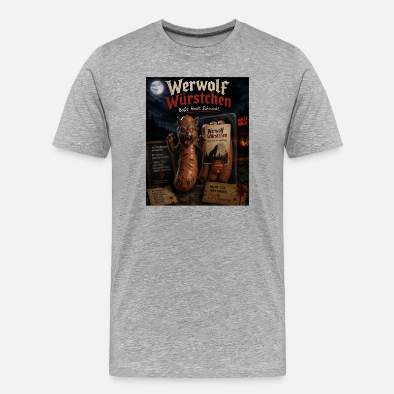 Werwolf Würstchen  - Männer Premium Bio T-Shirt - Grau meliert