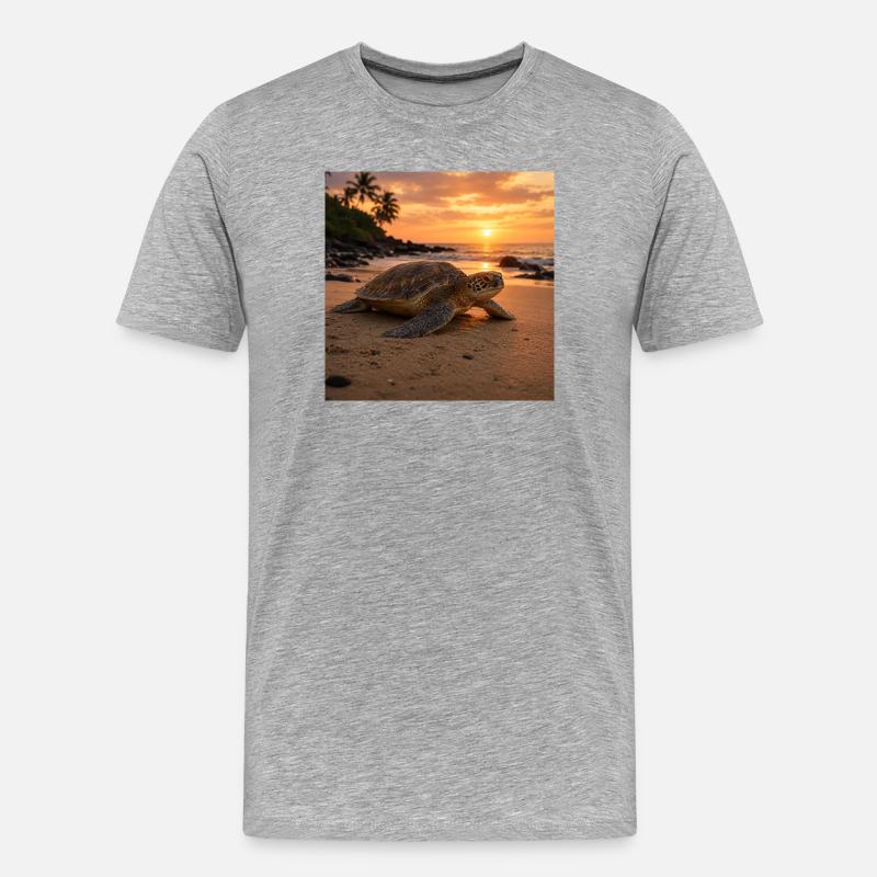Sunset sea turtle - Men's Premium Organic T-Shirt - heather grey