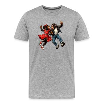 Tanzende Affen Rockabilly 50er Rock'n'Roll Style - Männer Premium Bio T-Shirt - Grau meliert - Vorne - Damien (186cm)