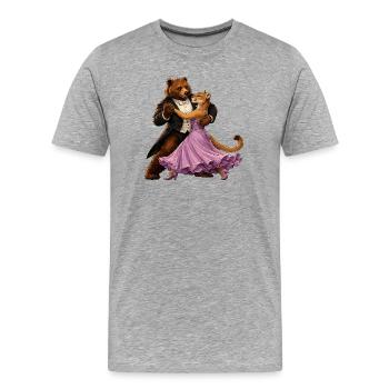 Valse dansante et lionne Élégance de salle de bal - T-shirt bio Premium Homme - gris chiné - Devant - Damien (186cm)