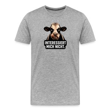 Die genervte Kuh-Motiv Interessiert mich nicht - Männer Premium Bio T-Shirt - Grau meliert - Vorne - Damien (186cm)