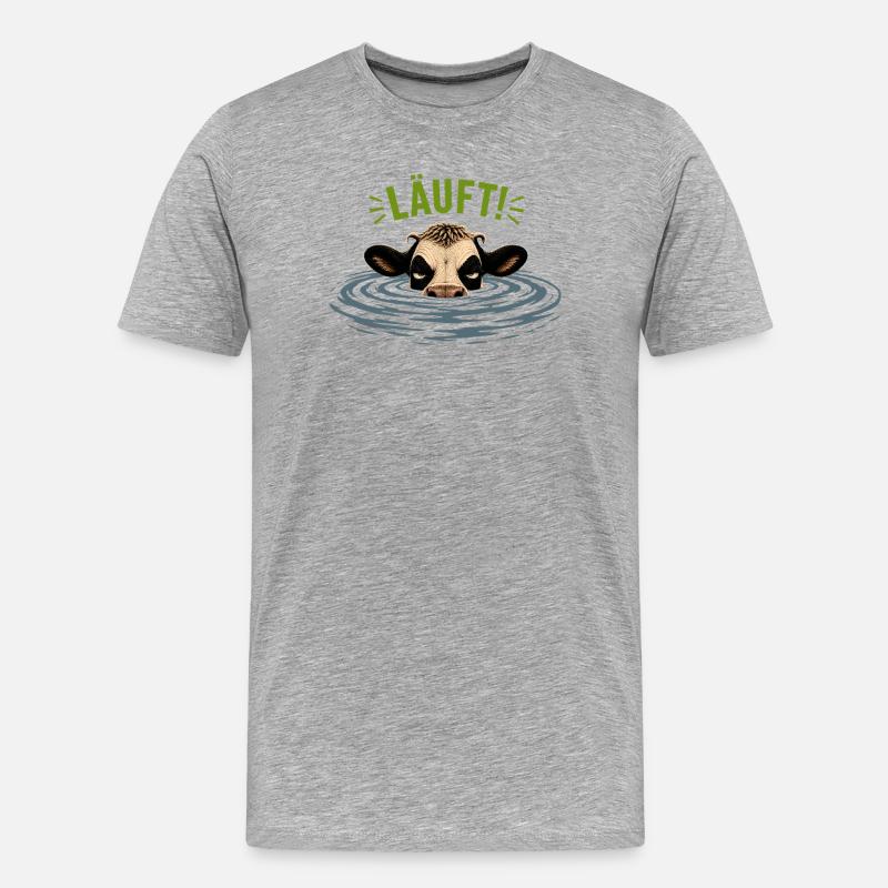 Die genervte Kuh- Motiv LÄUFT - Männer Premium Bio T-Shirt - Grau meliert