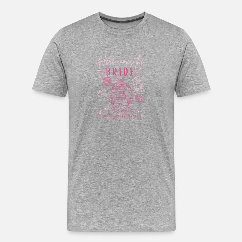 Brautparty Pink: Junggesellenabschied Braut Bride - Männer Premium Bio T-Shirt - Grau meliert