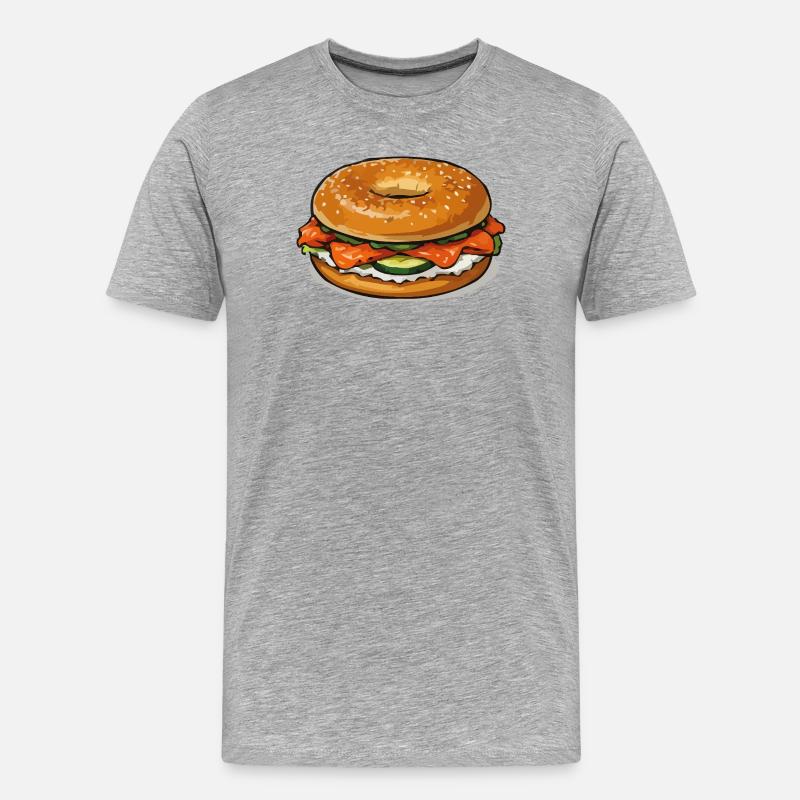Bagel Pop-Art Illustration - Männer Premium Bio T-Shirt - Grau meliert