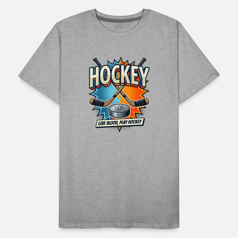 Retro Eishockey Schläger Puck Comic Men's Premium Organic T-Shirt
