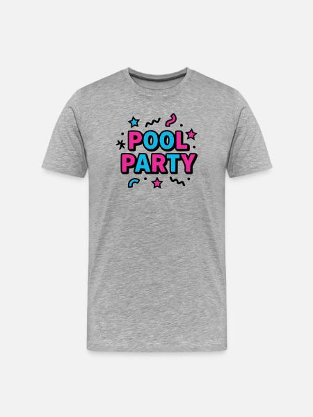 Pool Party 90s Lettering - Men's Premium Organic T-Shirt - heather grey