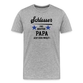 Schlosser Bester Papa Vatertag Geburtstag - Männer Premium Bio T-Shirt - Grau meliert - Vorne - Damien (186cm)