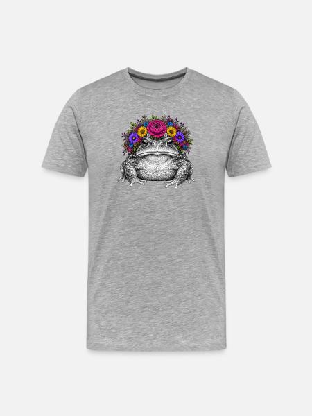 Toad with flower crown - Men's Premium Organic T-Shirt - heather grey