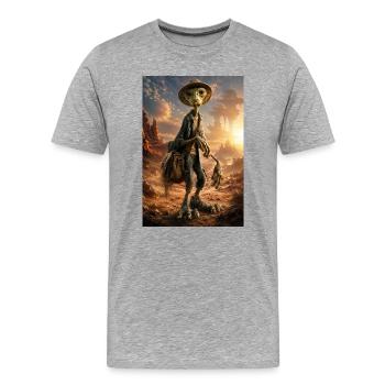 Auto-stoppeur poussiéreux dans les dunes - T-shirt bio Premium Homme - gris chiné - Devant - Damien (186cm)