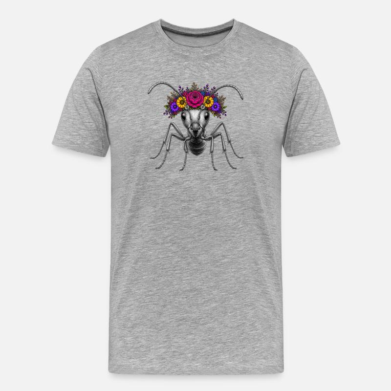 Blütenkrone-Ant Ameise - Männer Premium Bio T-Shirt - Grau meliert