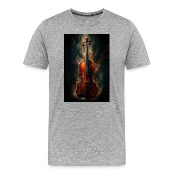 Lumière du violon enflammé - T-shirt bio Premium Homme - gris chiné - Devant - Damien (186cm)