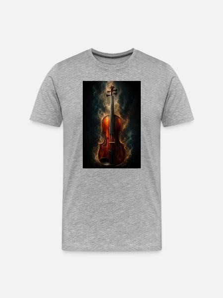Flamebound Violin Glow - Men's Premium Organic T-Shirt - heather grey