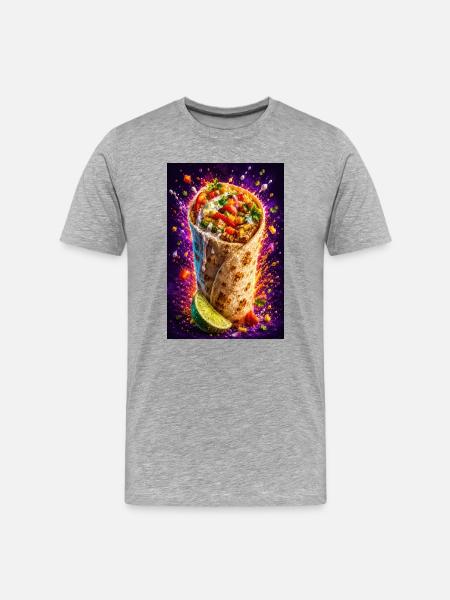 Fiery Loaded Burrito Fiesta - Men's Premium Organic T-Shirt - heather grey