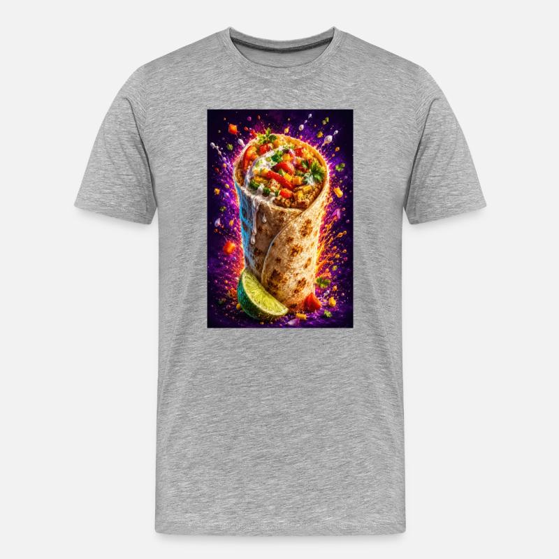 Fiesta Burrito Chargée de Feu - T-shirt bio Premium Homme - gris chiné