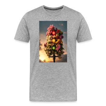 Floral Traffic Light Glow - Men's Premium Organic T-Shirt - heather grey - Front - Damien (186cm)