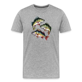 Barsch Angeln - Männer Premium Bio T-Shirt - Grau meliert - Vorne - Damien (186cm)
