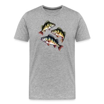 Barsch Angeln - Männer Premium Bio T-Shirt - Grau meliert - Vorne - Damien (186cm)