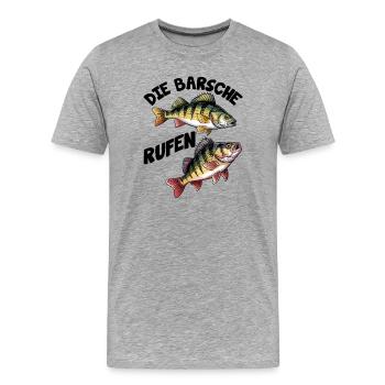 Barsch Angeln - Männer Premium Bio T-Shirt - Grau meliert - Vorne - Damien (186cm)