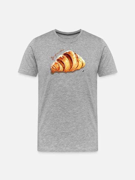 Croissant Abbildung mit Inschrift - Männer Premium Bio T-Shirt - Grau meliert