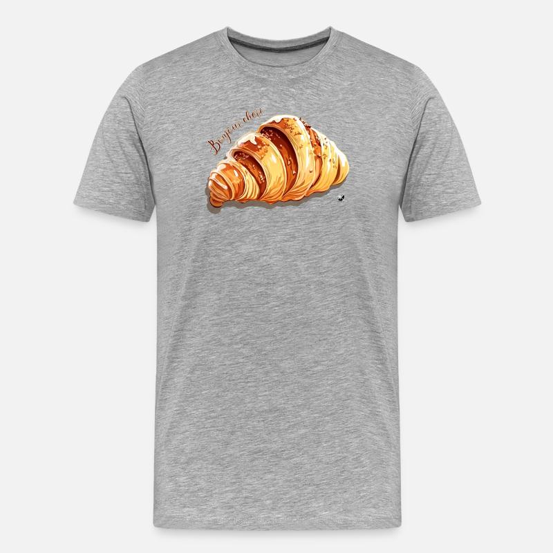 Croissant Abbildung mit Inschrift - Männer Premium Bio T-Shirt - Grau meliert