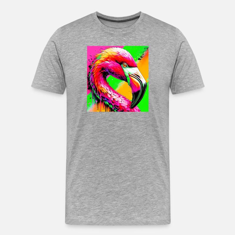 Flamingo - Männer Premium Bio T-Shirt - Grau meliert