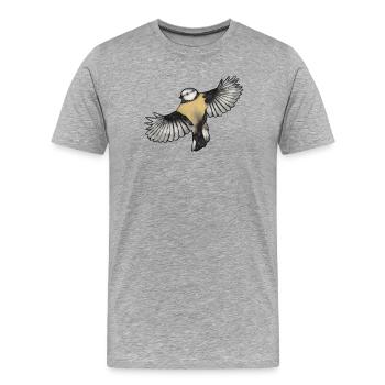Oiseau coloré en vol - Gravé à la main à imprimer - T-shirt bio Premium Homme - gris chiné - Devant - Damien (186cm)
