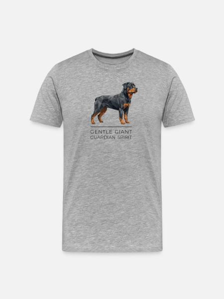 Art Low-Poly Rottweiler - Géant doux - T-shirt bio Premium Homme - gris chiné
