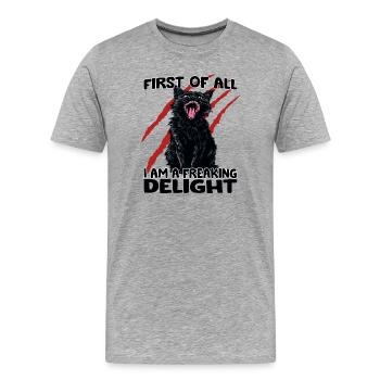 Gremlin Chat Chat Noir Chat Domestique Folies Chaos - T-shirt bio Premium Homme - gris chiné - Devant - Damien (186cm)