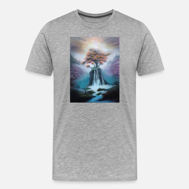 Traumlandschaft - Männer Premium Bio T-Shirt - Grau meliert