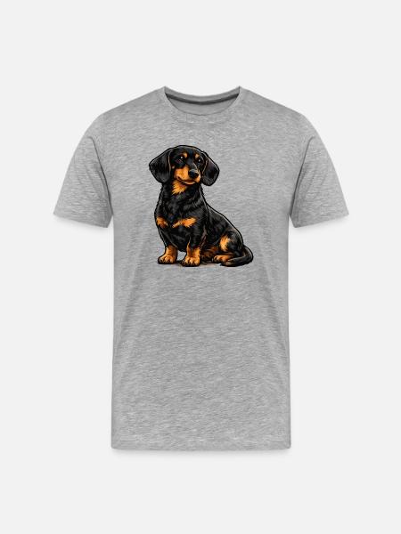 Dackel Hund Haustier - Männer Premium Bio T-Shirt - Grau meliert