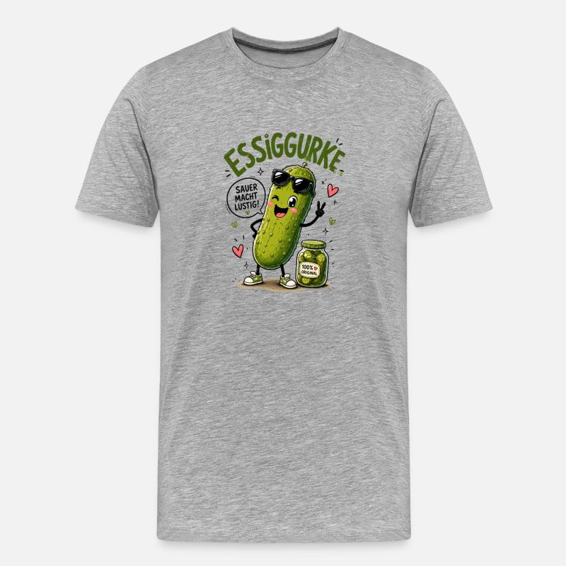 Essiggurke mit Stil - Männer Premium Bio T-Shirt - Grau meliert