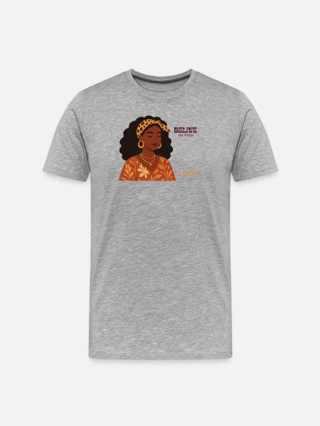 Believe in Yourself: Empowerment Portrait - Men's Premium Organic T-Shirt - heather grey