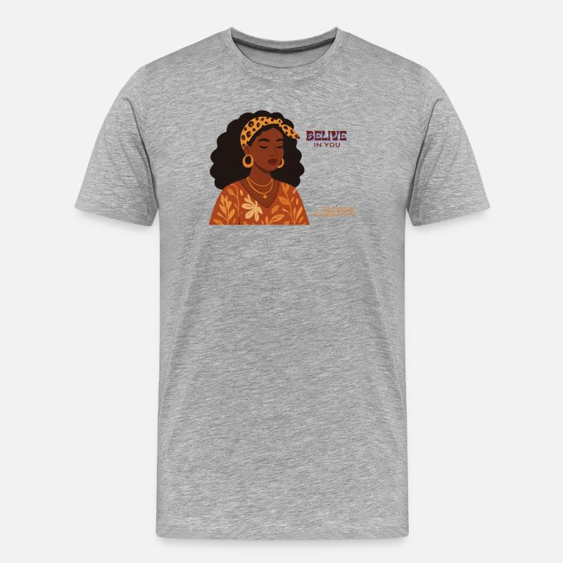 Glaub an Dich: Empowerment Porträt - Männer Premium Bio T-Shirt - Grau meliert