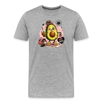 Kawaii Avocat Désastre - T-shirt bio Premium Homme - gris chiné - Devant - Damien (186cm)