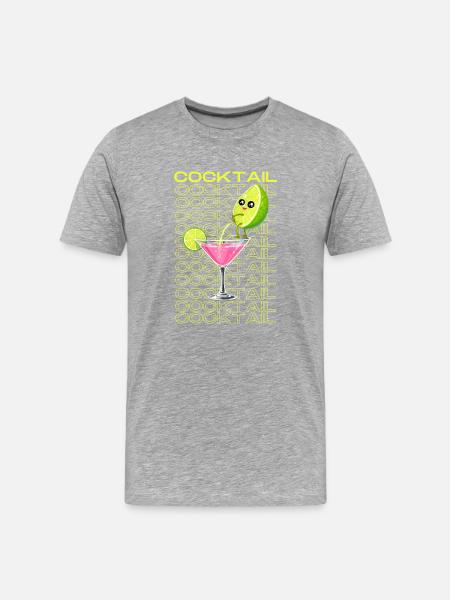 Neon Lemonade Cocktail Cartoon - Men's Premium Organic T-Shirt - heather grey