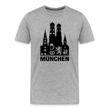 typisch München Munich in a nutshell - Männer Premium Bio T-Shirt - Grau meliert - Vorne - Damien (186cm)