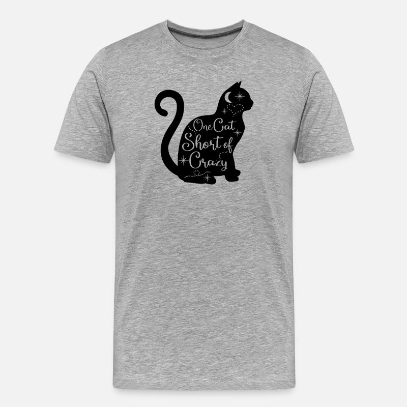 One_Cat_Short_Of_Crazy - Männer Premium Bio T-Shirt - Grau meliert