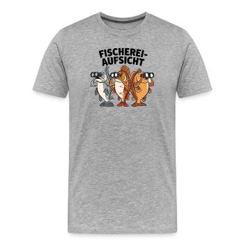  Fischerei Aufsicht Lustige Fische Mit Fernglas - Männer Premium Bio T-Shirt - Grau meliert - Vorne - Damien (186cm)