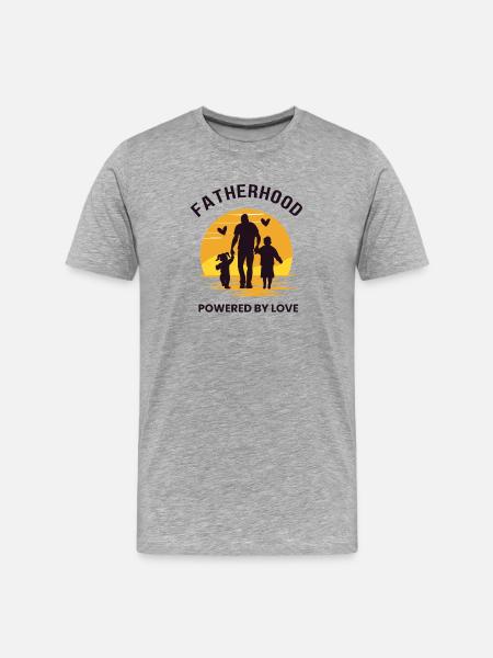Vaterschaft angetrieben von Liebe - Männer Premium Bio T-Shirt - Grau meliert