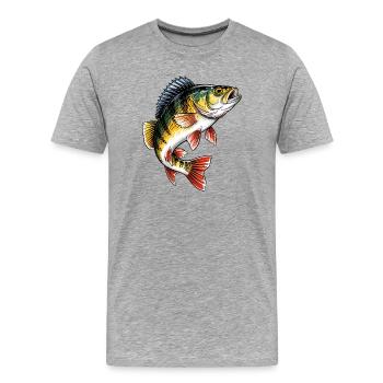 Barsch Angeln - Männer Premium Bio T-Shirt - Grau meliert - Vorne - Damien (186cm)