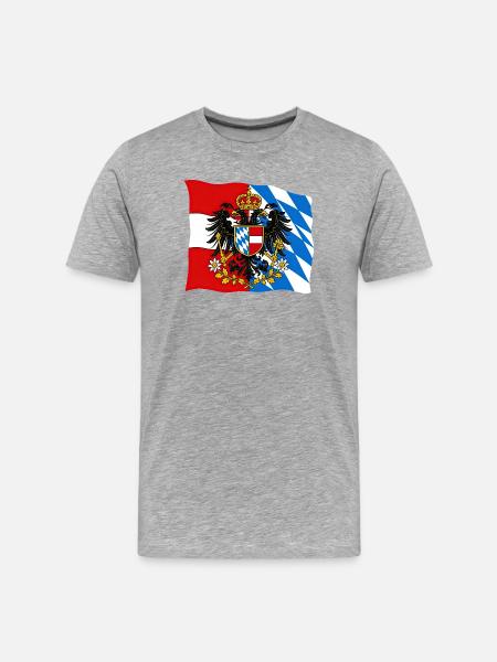 Drapeau d’amitié Bavière Autriche - T-shirt bio Premium Homme - gris chiné