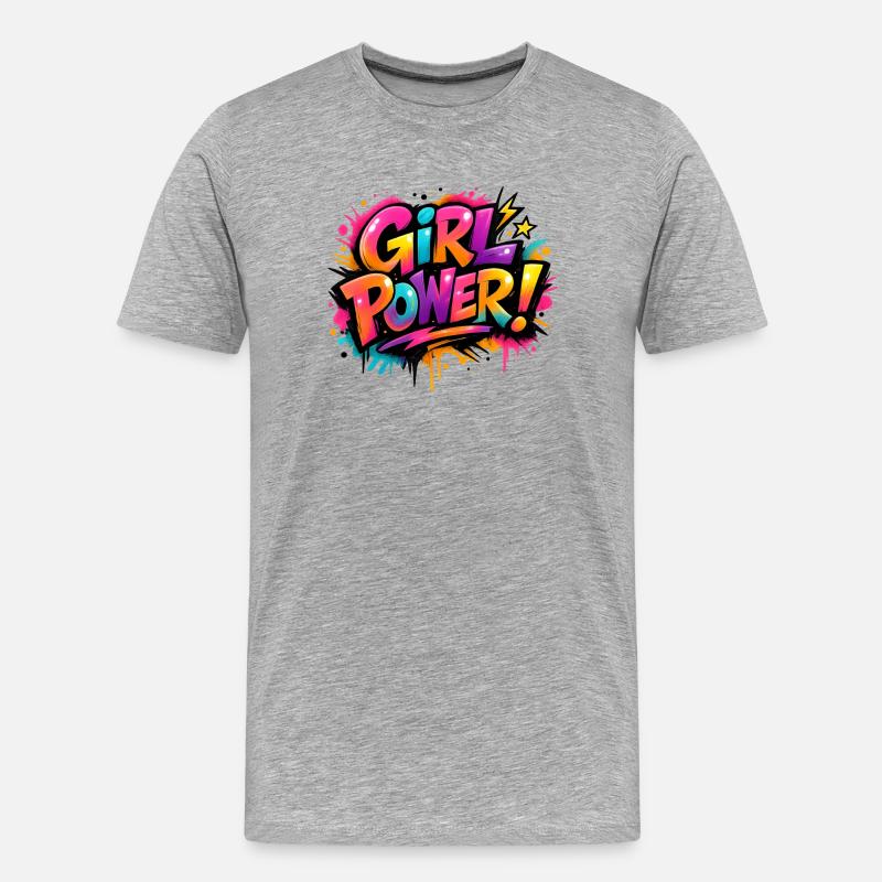 Girl_Power - Männer Premium Bio T-Shirt - Grau meliert