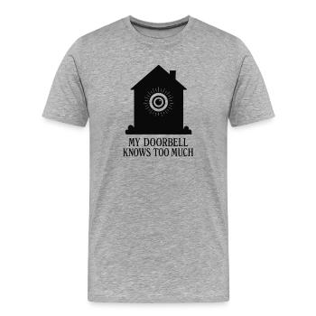 Türklingel weiß zu viel | Smart Home - Männer Premium Bio T-Shirt - Grau meliert - Vorne - Damien (186cm)