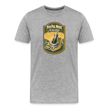 Penpal Mode On | Pen Pal - Men's Premium Organic T-Shirt - heather grey - Front - Damien (186cm)