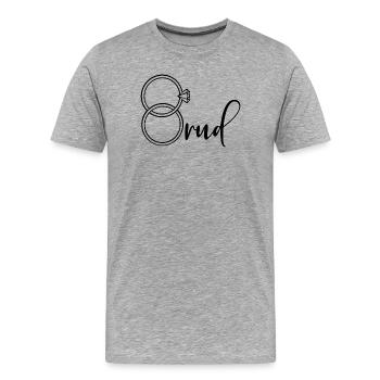 Bagues de fiançailles mariées mariage - T-shirt bio Premium Homme - gris chiné - Devant - Damien (186cm)
