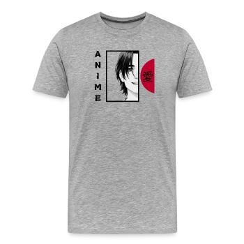 Anime Lover BLACK - Men's Premium Organic T-Shirt - heather grey - Front - Damien (186cm)