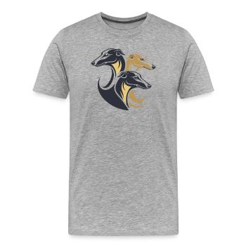 Triple Greyhounds Silhouette - T-shirt bio Premium Homme - gris chiné - Devant - Damien (186cm)