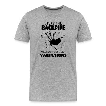 Je joue le backpipe, les erreurs ne sont que des variations - T-shirt bio Premium Homme - gris chiné - Devant - Damien (186cm)